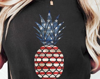 USA Pineapple Shirt, 4th July Shirt, America Patriotic Shirt, Pineapple American Flag Shirt, , Independence Day Tee, Patriotic Pineapple Tee