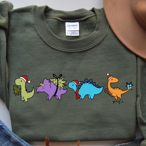 Christmas Dinosaurs Sweatshirt, Christmas Kid Shirt, Dinosaur Lover Shirt, Christmas Vibes, Dino Shirt, Dino Reindeers Tee, Christmas Shirt