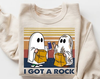 I Got A Rock Funny Halloween Sweatshirt, Funny Halloween Ghost Shirt, Halloween Sweatshirt, Halloween Party Shirt, Halloween Costume
