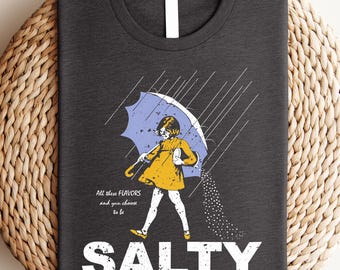 Salty Girl Tee: Women's Retro Cotton Blend T-Shirt, Funny Graphic Shirt, Gift for Her, Rain Lover Shirt