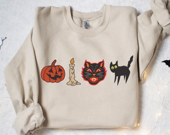 Black Cat Pumpkin Sweatshirt, Fall Sweatshirt, Halloween Cat Sweatshirt, Black Cat Halloween Hoodies, Halloween Cat Shirt, Pumpkin Cat Shirt