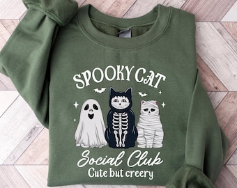 Spooky Cat Social Club Sweatshirt, Halloween Cat Sweatshirt, Halloween Cat Shirt, Halloween Gift, Cat Lover Shirt, Cat Lover Gift, Cat Shirt