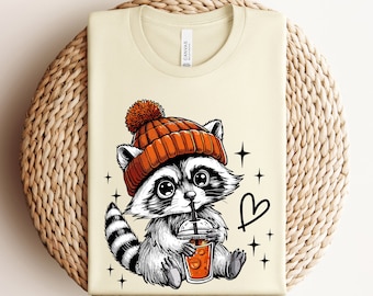 Cute Raccoon Fall Shirt, Cute Raccoon Shirt, Women Halloween Shirt, Cute Fall Shirt, Spooky Season Shirt, Fall Raccoon Shirt,Fall Season Tee