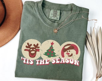 Comfort Colors® Tis The Season Christmas Shirt, Christmas Tis The Season Shirt, Christmas Tree Shirt, Retro Christmas Shirt Gift, Xmas Gift