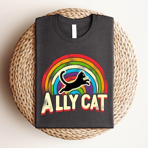 Pride Ally Cat Shirt, Retro Rainbow Colors Cat Ally Shirt, Cat Pride Shirt, Funny Pride Shirt, LGBTQ Shirt, LGBT Gifts, Love Is Love T-Shirt