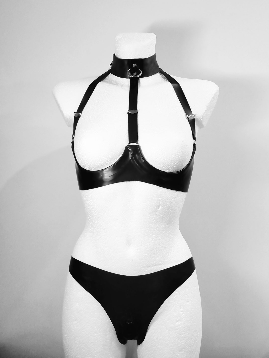 Latex Set, Latex Lingerie, Latex Bra and Panties, Open Latex Bra, Latex