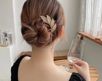 Elegant U-Shape Metal Hair Stick for Women - Silver & Gold with Shell Enamel, Fashion Hairpin Accessory, Perfect Gift for Her