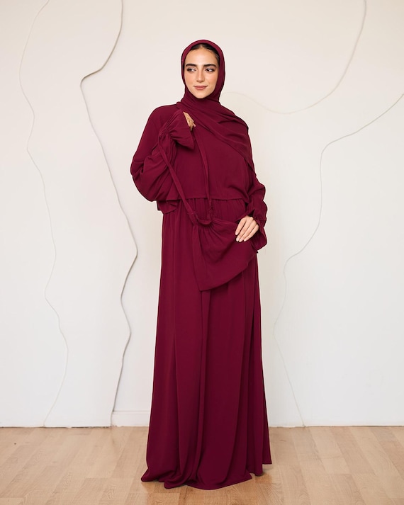 Maroon Luxury Crepe Prayer Dress