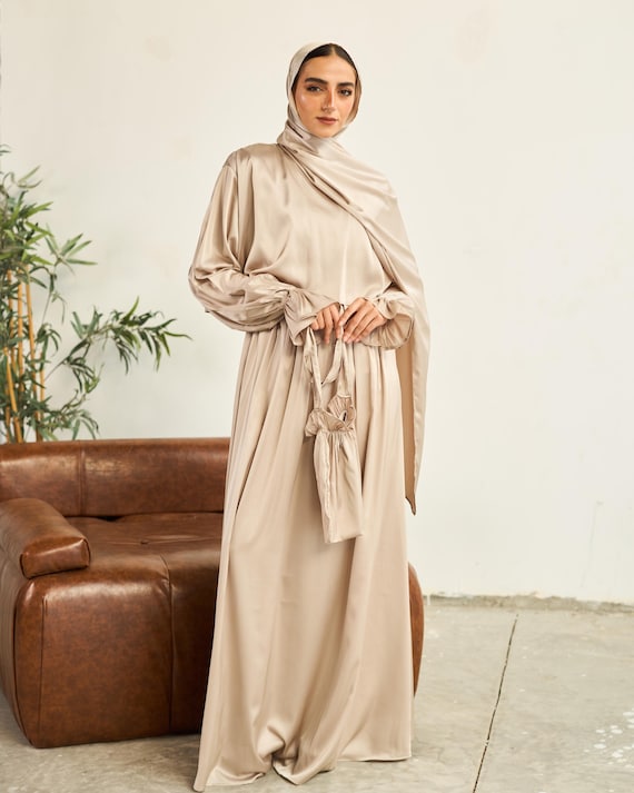 Gold Luxury Silk Satin Prayer Dress
