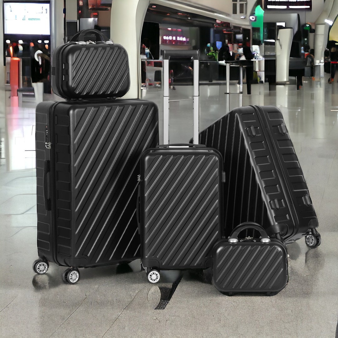 5 Pieces Luggage Set Hardcover, Aluminium Pilot Wheels Trolley Case