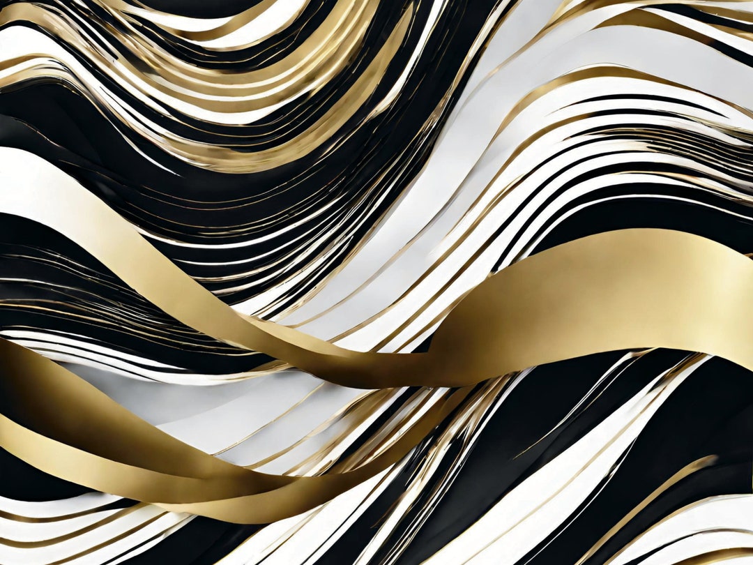5-piece Printable Black Gold and White Abstract Wall Decor - Etsy