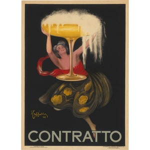 Póster vintage original de 1922 Litografía Contratto de Leonetto Cappiello