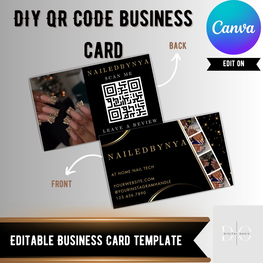 QR Code Business Card Template Design, Editable Business Card, DIY ...