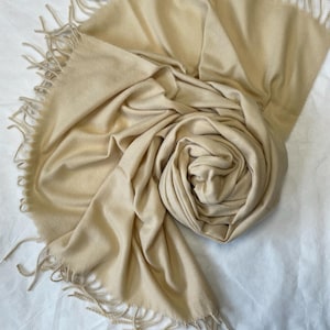 Cream Scarf, Large Scarf, Wool Shawl, Soft Wrap, Warm Pashmina, Winter Accessories, Gift
