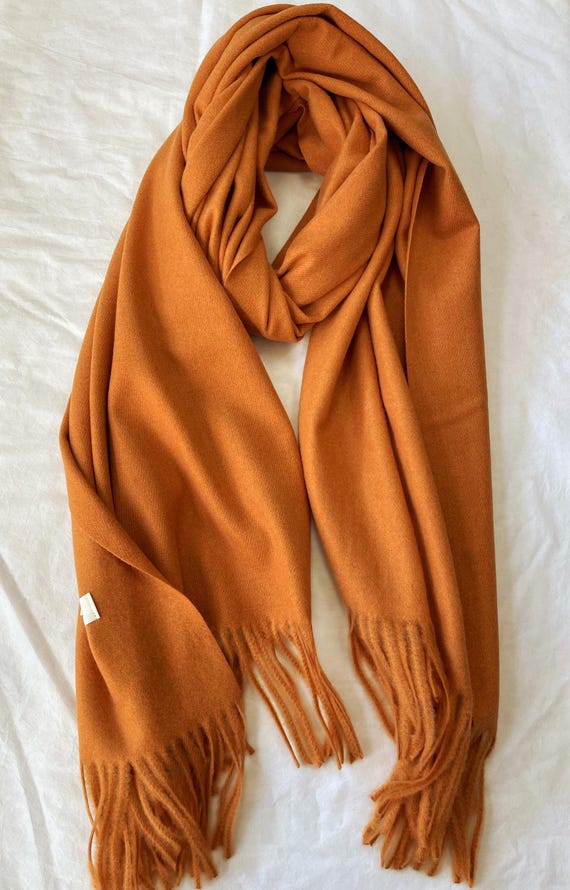 Sciarpa arancione scuro, sciarpa grande, scialle di lana, morbida