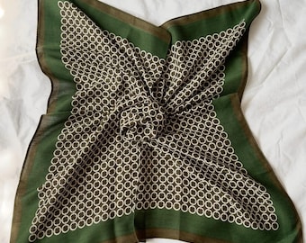 Green Cotton Neck Scarf, Magnetic Buckle Shawl, HeadWrap, Accessories