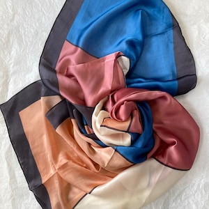 Blue Scarf, Large Scarf, Silk Scarf, Summer Shawl, Soft Wrap, Women&#39;s Accessories, Gift