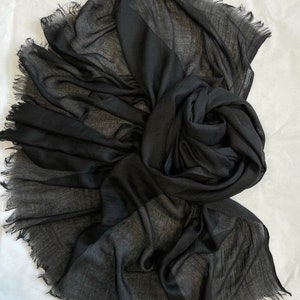 Black Scarf, Large Scarf, Cotton Scarf, Summer Shawl, Pareo, Soft Wrap,  Accessories, Gift