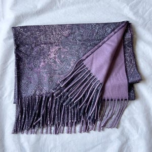 Purple Wool Scarf, Large Two-Tone Shawl, Winter Wrap, Accessories