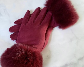 Guanti Smart Touch rosso scuro, guanti invernali, muffole