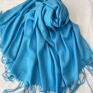 Écharpe bleue, grande écharpe, châle en laine, châle doux, pashmina chaud, accessoires d&#39;hiver, cadeau