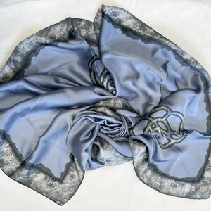Blue Silk Blend Scarf: Large Summer Shawl, Soft Wrap (70/35)