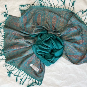 Green Scarf, Large Scarf, Wool Shawl, Soft Silky Wrap, Warm Pashmina, Winter Accessories, Gift