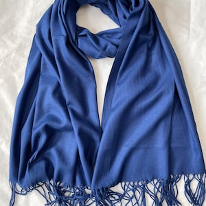 Écharpe bleue, grande écharpe, châle en laine, châle doux, pashmina chaud, accessoires d&#39;hiver, cadeau
