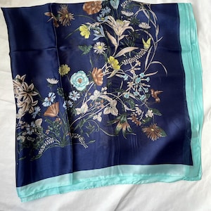 Blue Scarf, Large Scarf, Silk Scarf, Summer Shawl, Soft Wrap, Neck Scarf, Women&#39;s Accessories, Gift