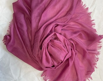Pink Cotton Linen Scarf: Large Summer Shawl, Soft Wrap