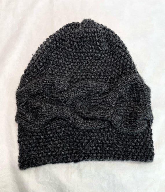 Wool Beret Beanie Knit Winter Hat Charcoal Gray Women main image 4