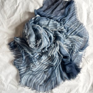 Large Denim Blue Cotton Scarf: Soft Summer Shawl
