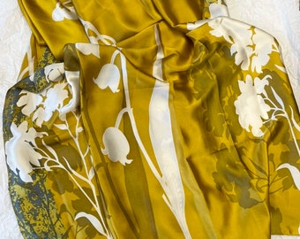 Yellow Scarf, Large Scarf, Silk Scarf, Summer Shawl, Soft Wrap, Women's Accessories, Gift