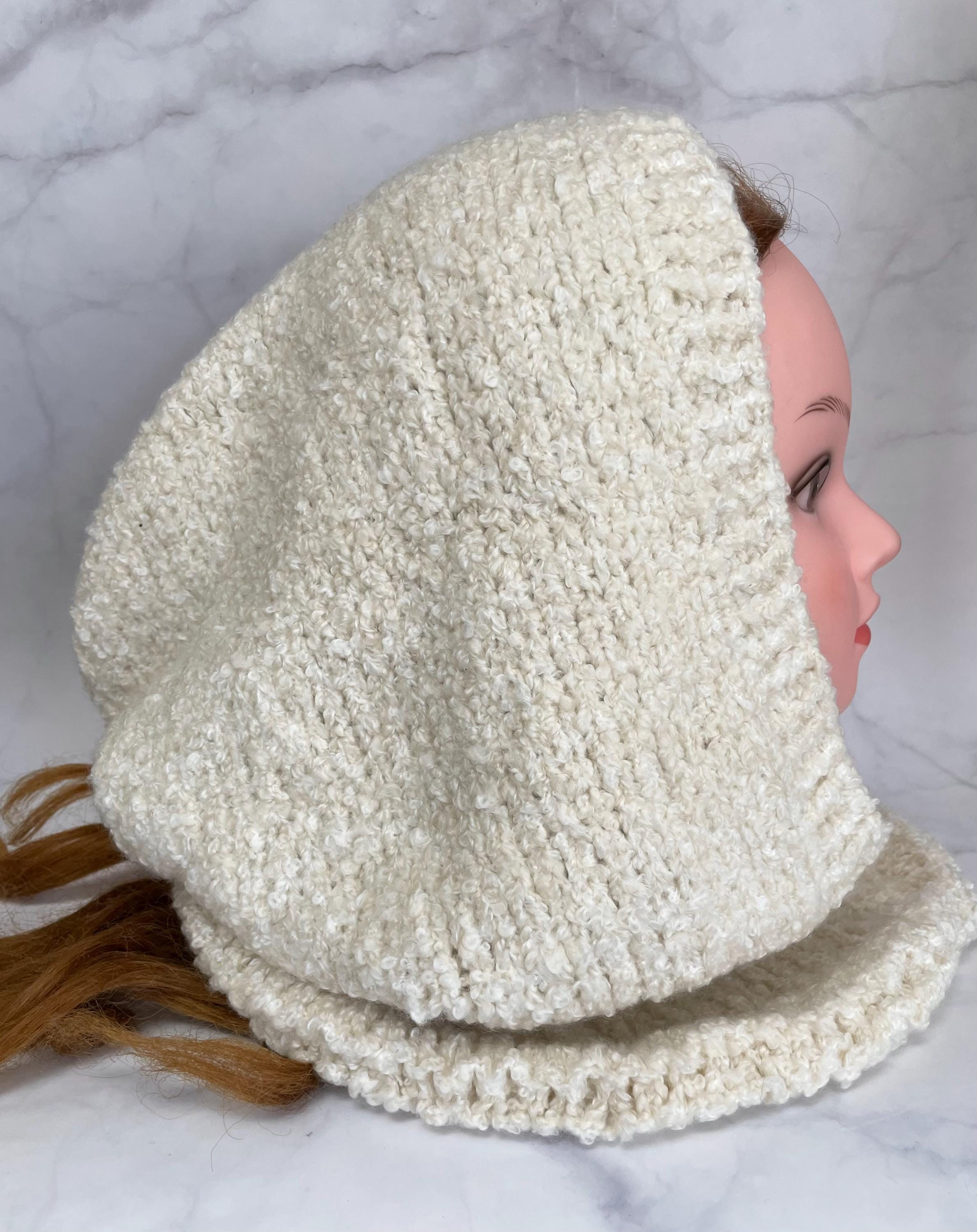Hat, Hand Knit Wool Hooded Scarf, Ivory Winter Snood - Etsy