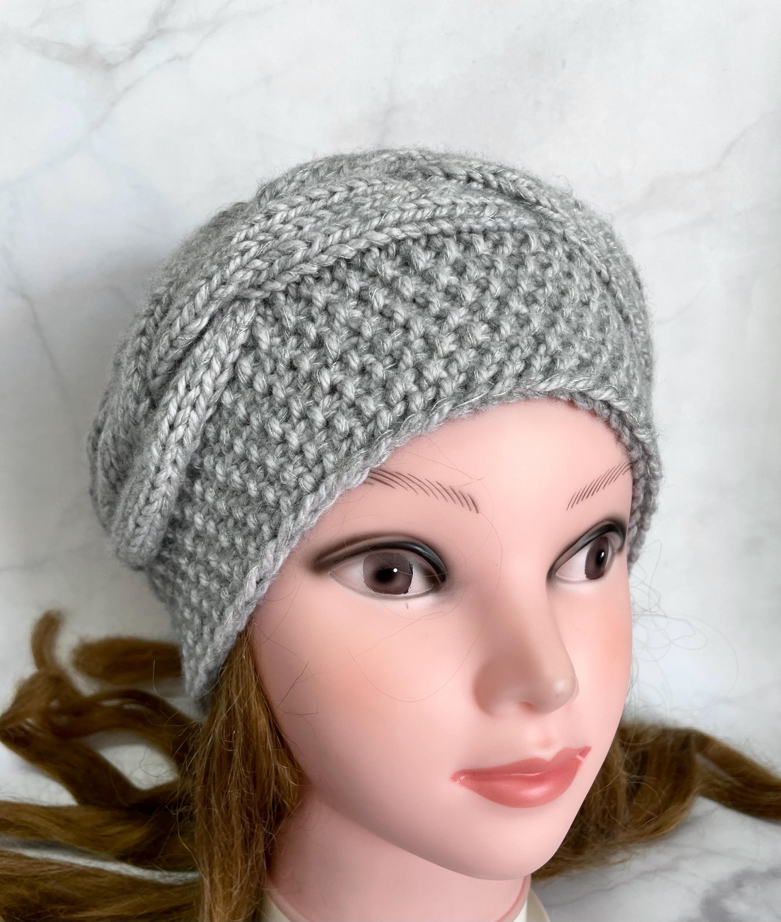 Hand Knit Wool Beanie: Gray Winter Beret - Etsy display picture 1