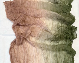 Crinkle Cotton Scarf, Beige Green Summer Shawl, Accessories