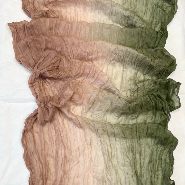 Crinkle Cotton Scarf, Beige Green Summer Shawl, Accessories