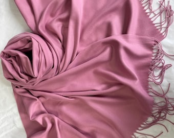 Bufanda rosa, bufanda grande, chal de lana, abrigo suave, pashmina cálida, accesorios de invierno, regalo