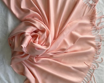 Light Pink Scarf, Large Scarf, Wool Shawl, Soft Wrap, Warm Pashmina, Winter Accessories, Gift