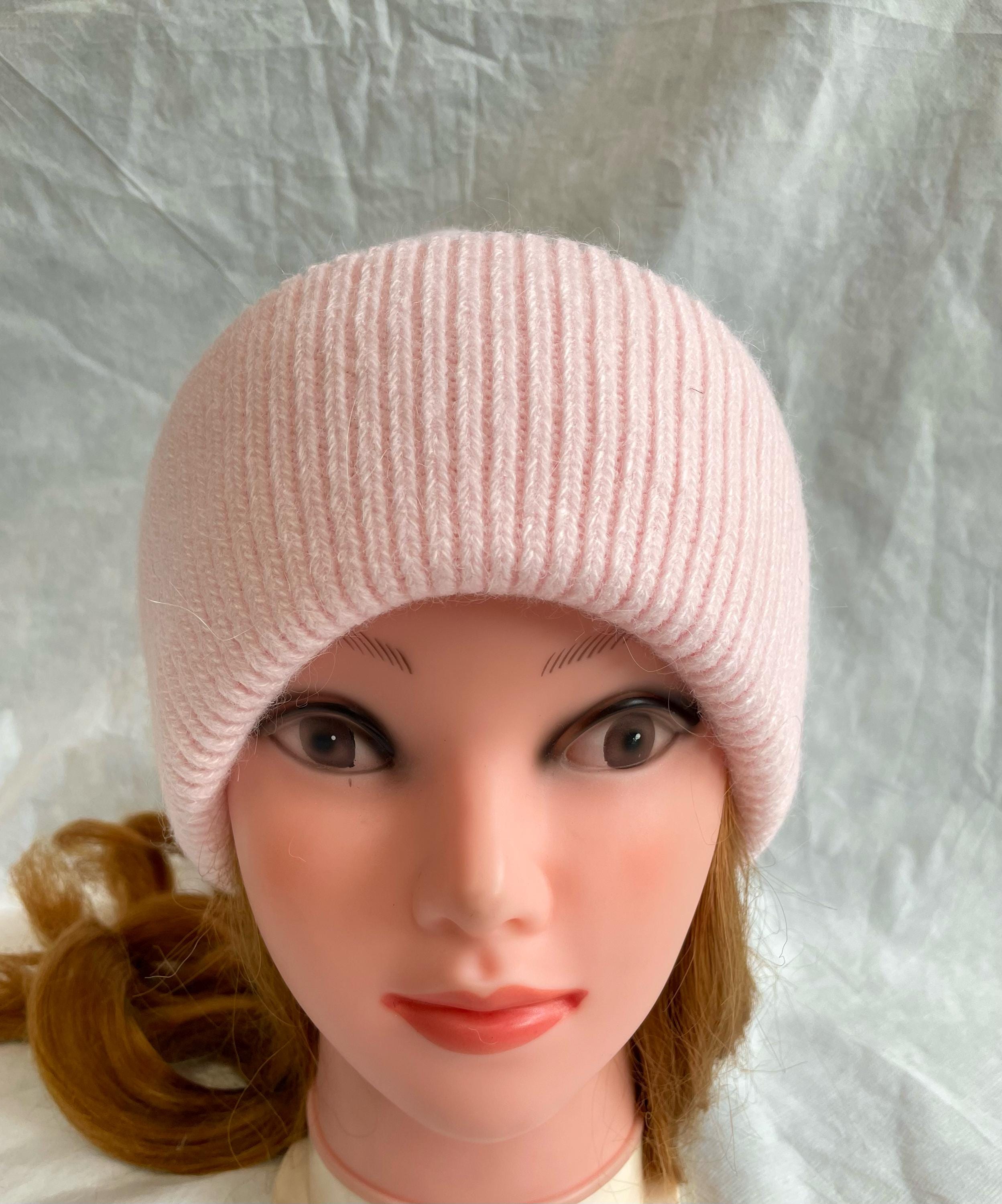 Women\'s Winter Knit Beret Hat Rabbit Hair French Warm Casual Beanie Hat Pink LinYooLi Women Winter Knit Beret Hat Rabbit Hair French  main image 3