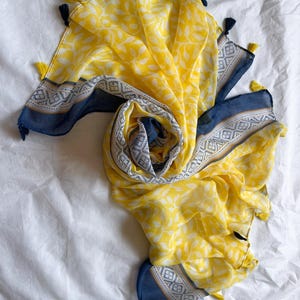 Yellow Cotton Scarf: Large Summer Shawl, Soft Wrap