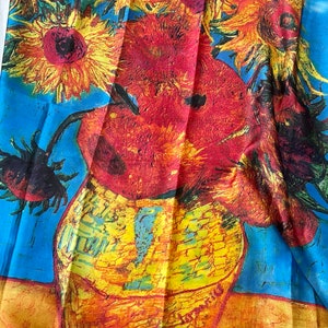 Sunflower Silk Blend Scarf: Blue & Yellow Summer Shawl