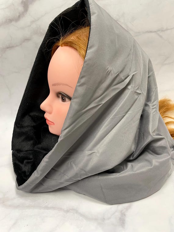 Hood, Puffer Snood, Scarf, Gray Scarf, Winter Puffy Snood