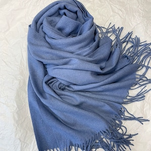 Écharpe bleue, grande écharpe, châle en laine, châle doux, pashmina chaud, accessoires d&#39;hiver, cadeau