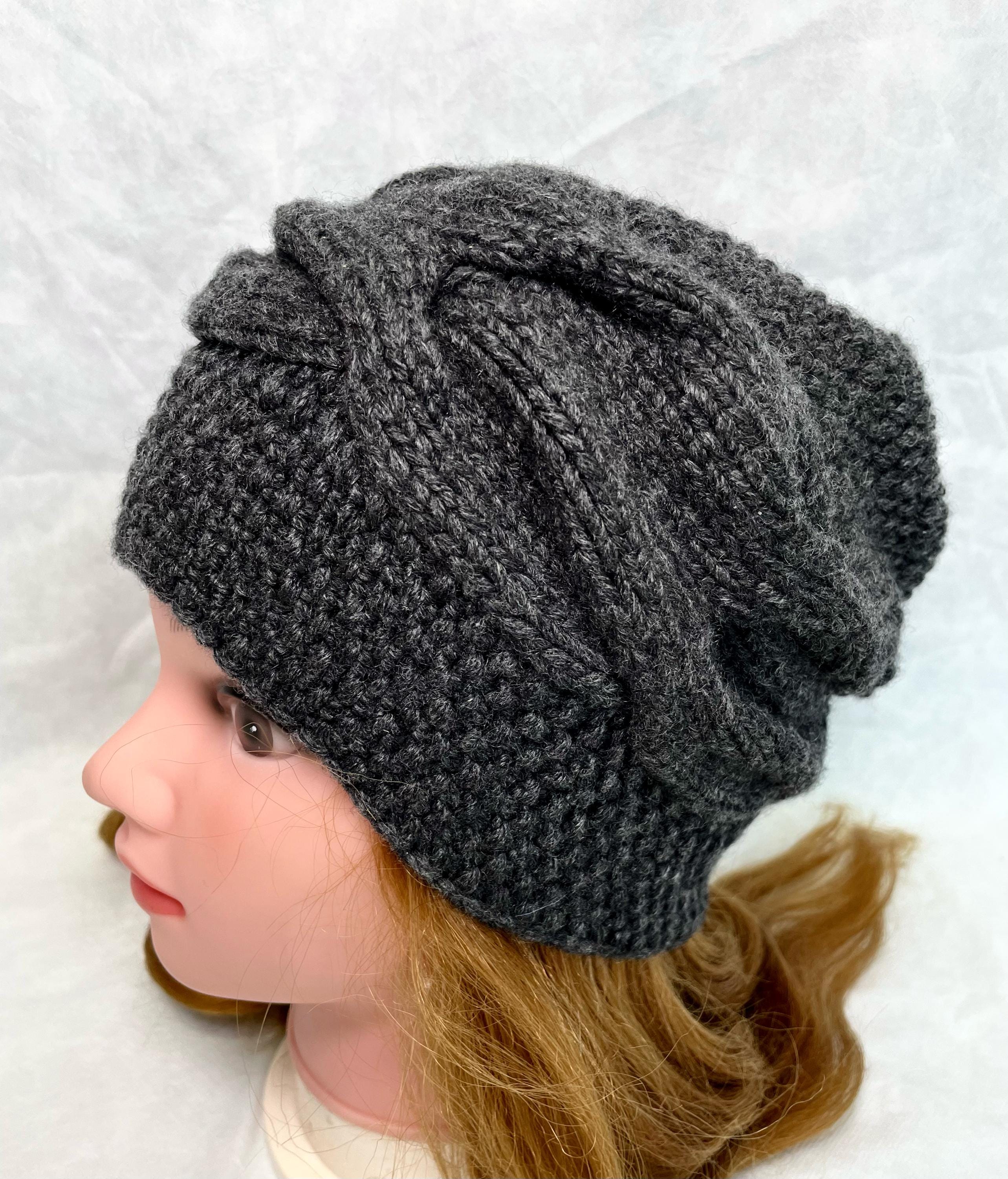 Wool Beret Beanie Knit Winter Hat Charcoal Gray Women main image 2