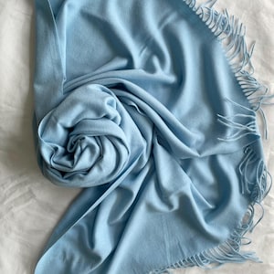 Écharpe bleu clair, grande écharpe, châle en laine, papier foulard doux, pashmina chaud, accessoires d&#39;hiver, cadeau