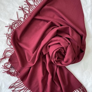 Burgundy Scarf, Large Scarf, Dark Red Wool Shawl, Soft Wrap, Warm Pashmina, Winter Accessories, Gift