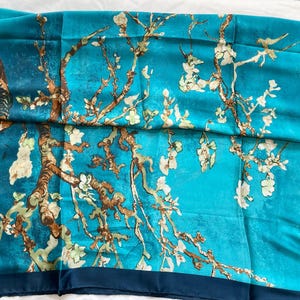 Blue Silk Blend Scarf: Large Summer Shawl, Soft Wrap