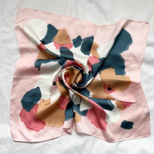 Rosa Blau Seide Halstuch, Quadrat Bandana HeadWrap, Zubehör