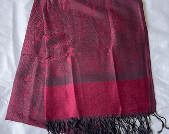 Red Scarf, Large Wool Shawl, Soft Silky Wrap, Warm Pashmina, Winter Accessories, Gift